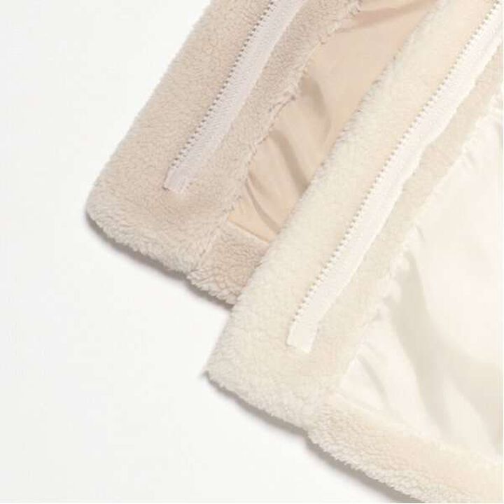 Fluffy Sailor Collar Fleece Jacket,Ivory, medium image number 2