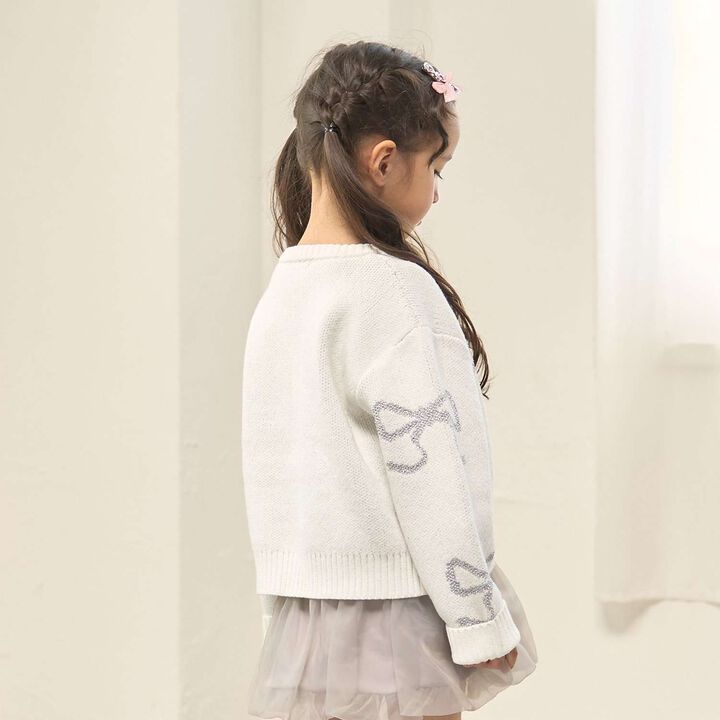 Short Lame Ribbon Sweater,Sax blue, medium image number 11