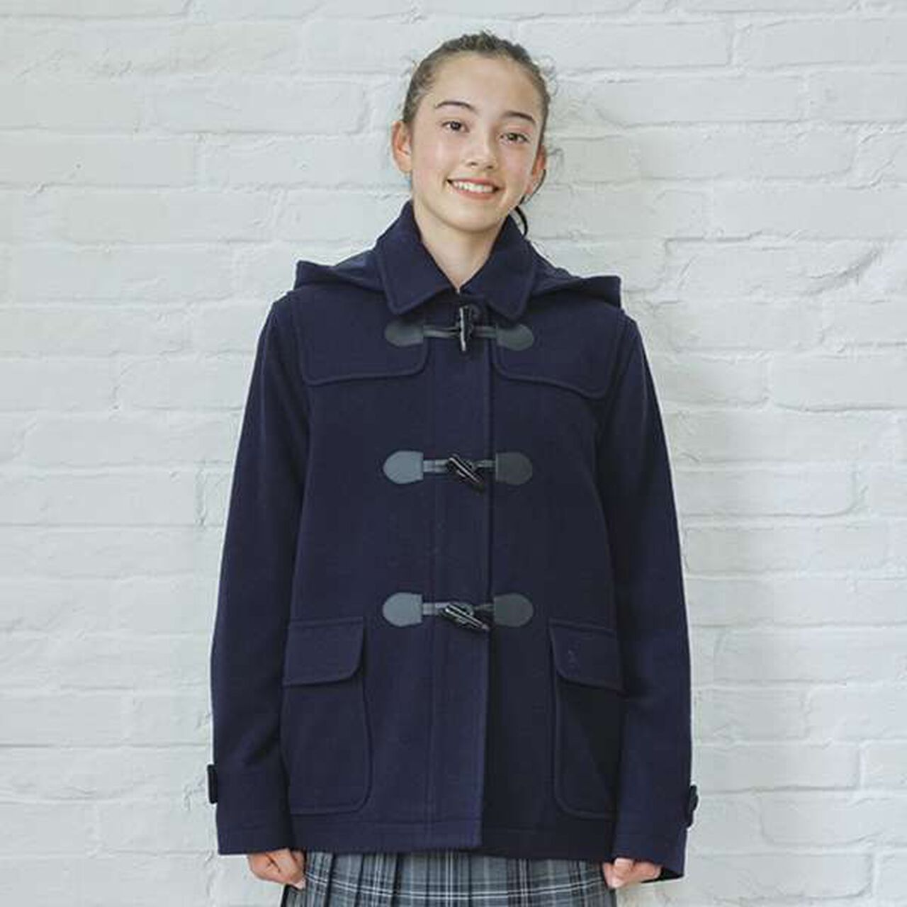 [Graduation Attire] Lightweight Quilted Lining Mid-Length Duffle Coat,Navy, large image number 20
