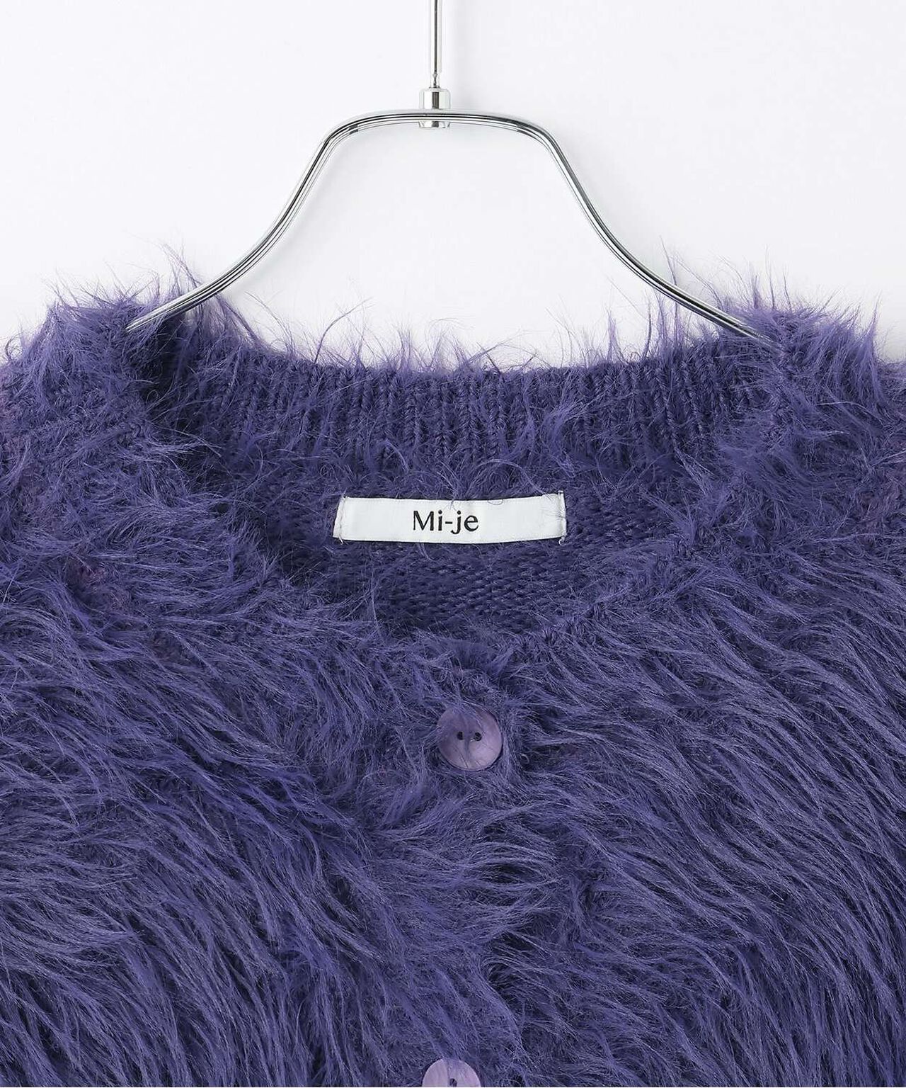 Shaggy Short Cardigan,Purple, large image number 7