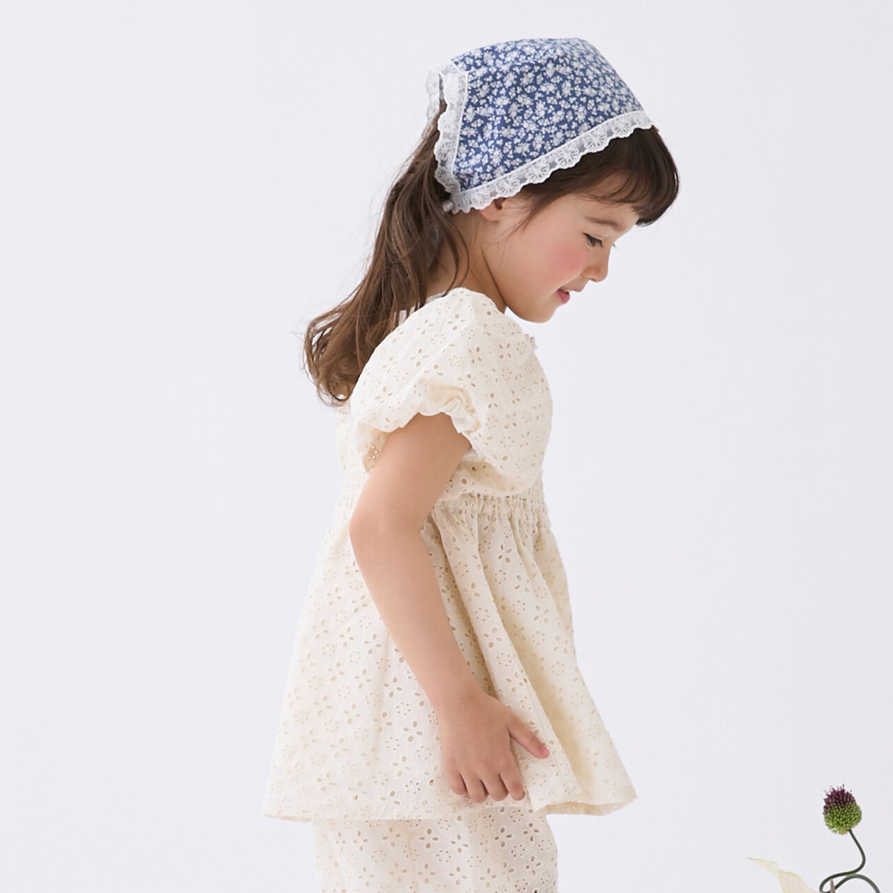 [Link] Lace Puff Sleeve Tunic,Turquoise, large image number 2