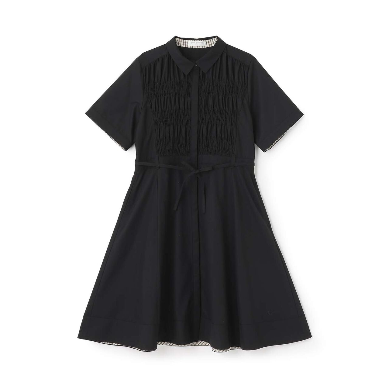 Shirring One-Piece Dress,Black, large image number 0
