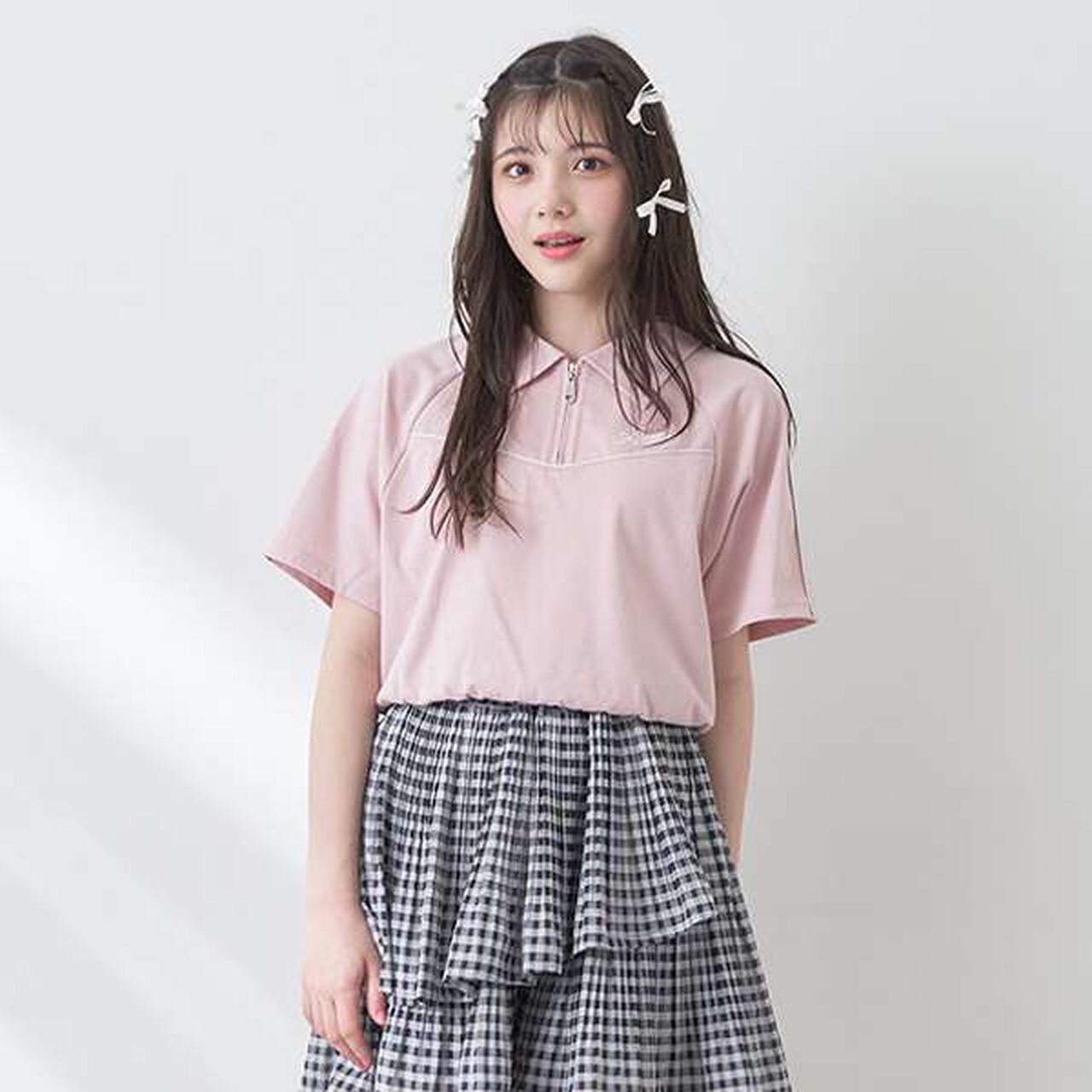 Lame Piping Half-Zip T-Shirt,Navy, large image number 7