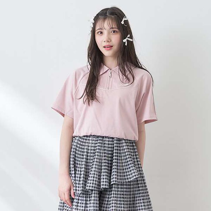 Lame Piping Half-Zip T-Shirt,Navy, medium image number 7