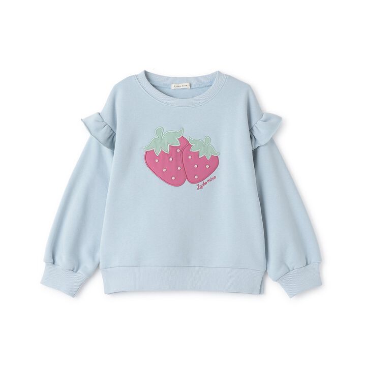 Quick-Dry Fleece Strawberry Appliqu&eacute; Sweatshirt,Black, medium image number 2