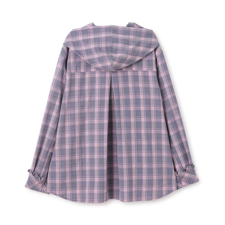 Hooded Checkered Shirt,Black, medium image number 1
