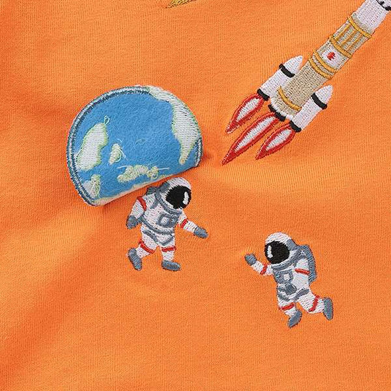 Long-Sleeve T-Shirt with Contrast Hem [JAXA LABEL],Orange, large image number 7
