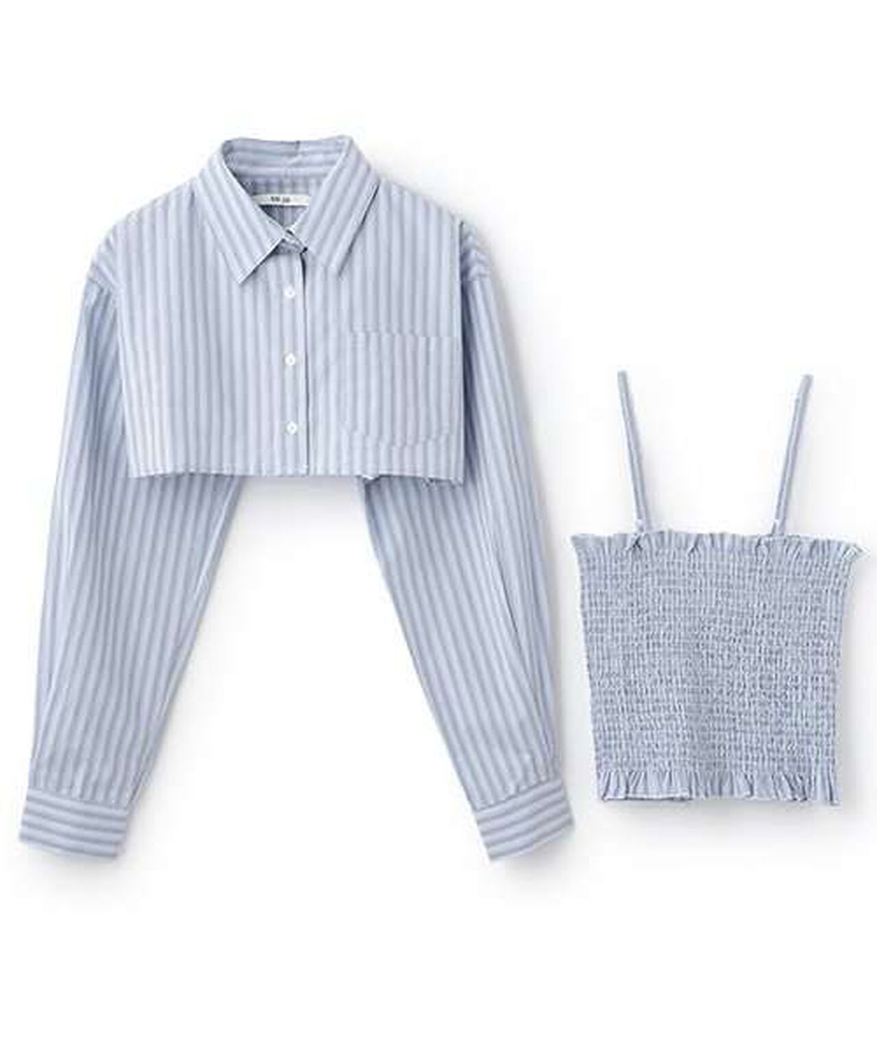 Cropped Shirt and Vest Set,Off white, large image number 3