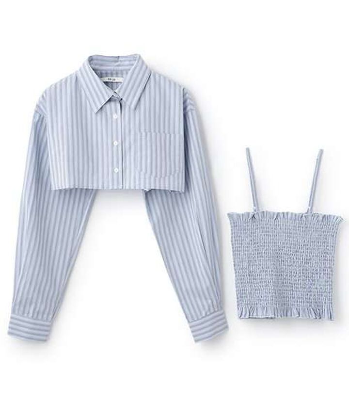 Cropped Shirt and Vest Set,Off white, medium image number 3