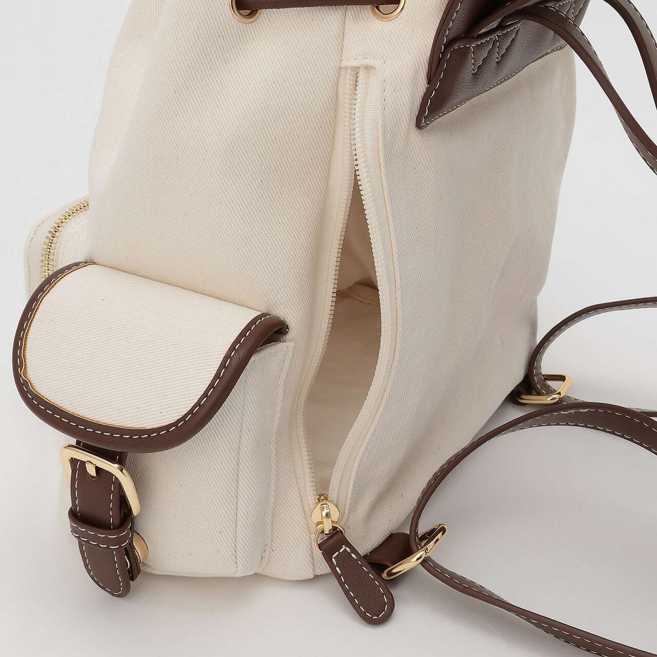 Canvas & Faux Leather Mini Backpack,Black, large image number 8