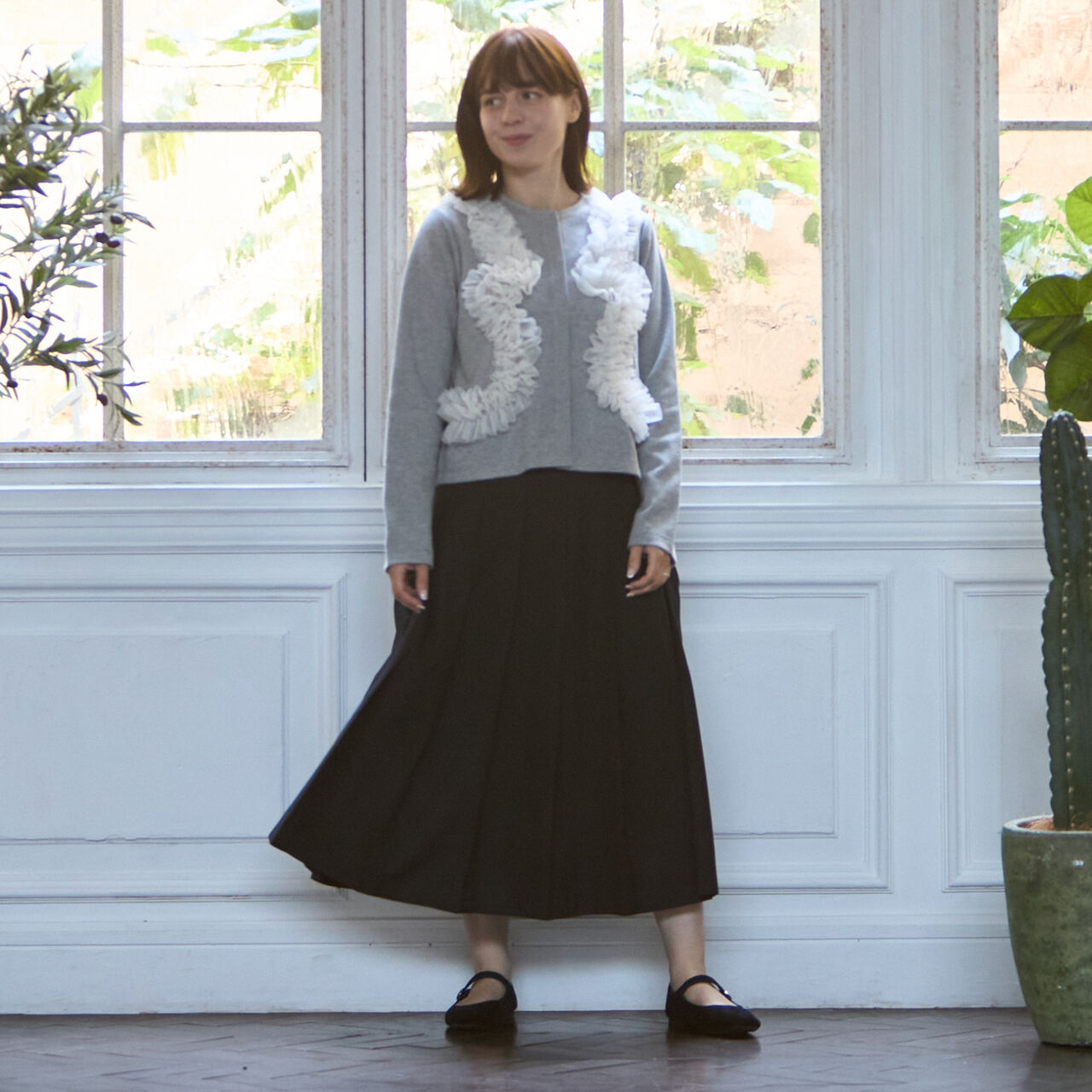 [Link] Pleated Skirt,Deep gray, large image number 1