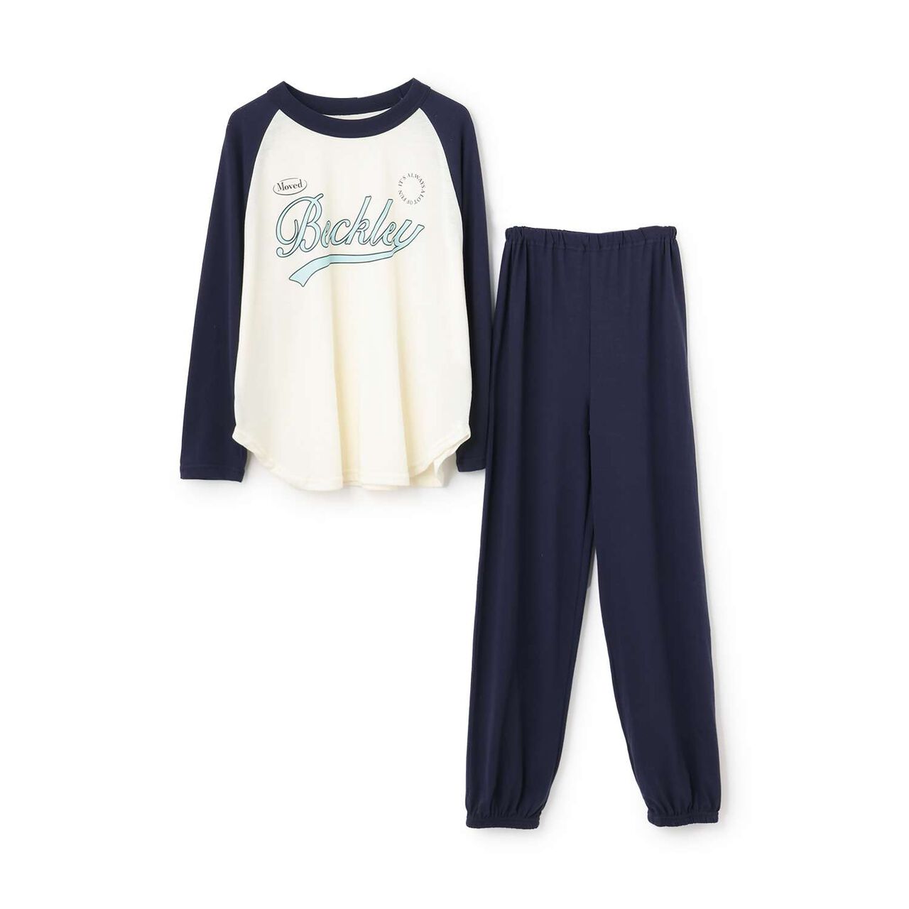 Logo Raglan Long-Sleeve T-Shirt & Pants Set [Loungewear/Pajamas],Navy, large image number 2