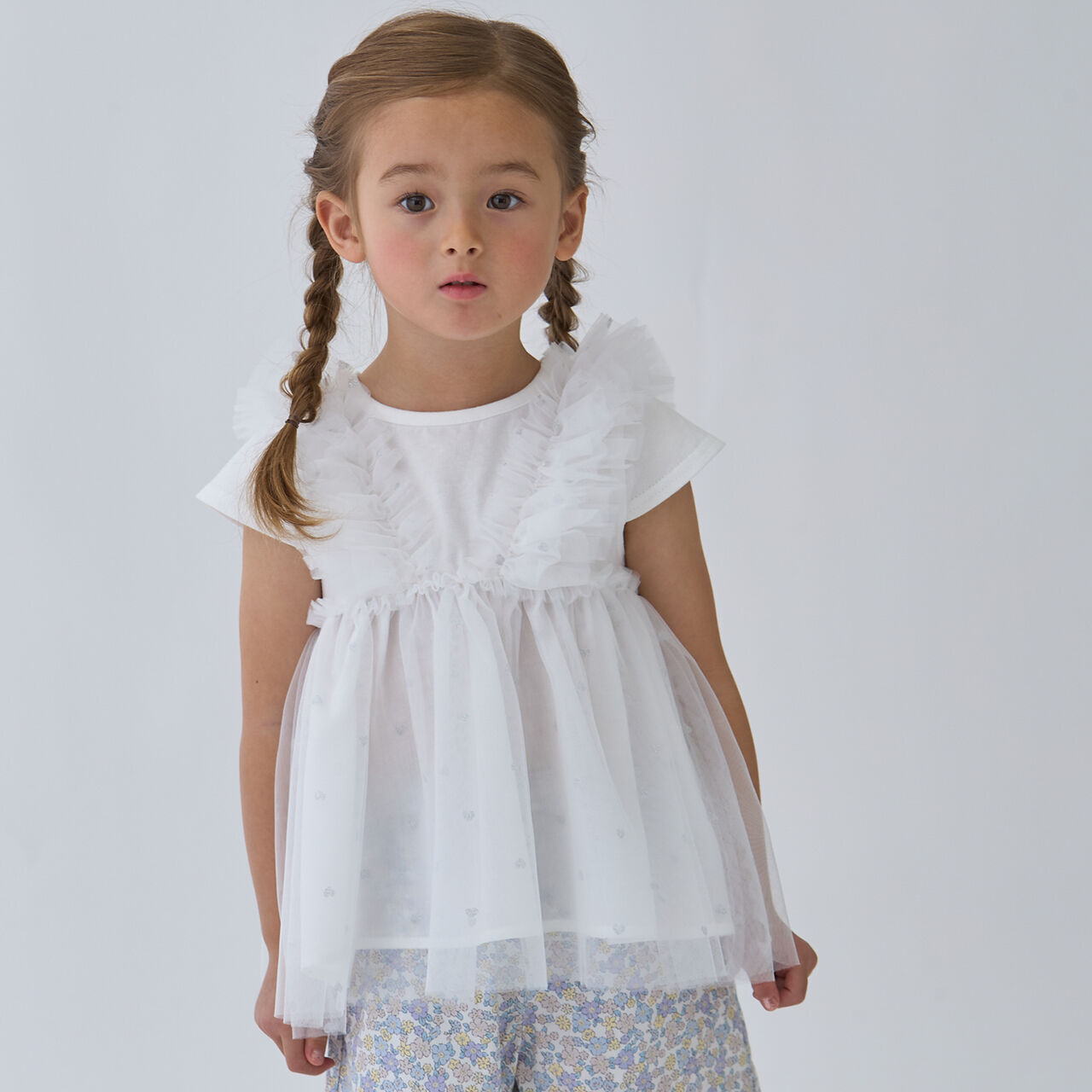 Link Tulle Frill Tunic,Off white, large image number 0