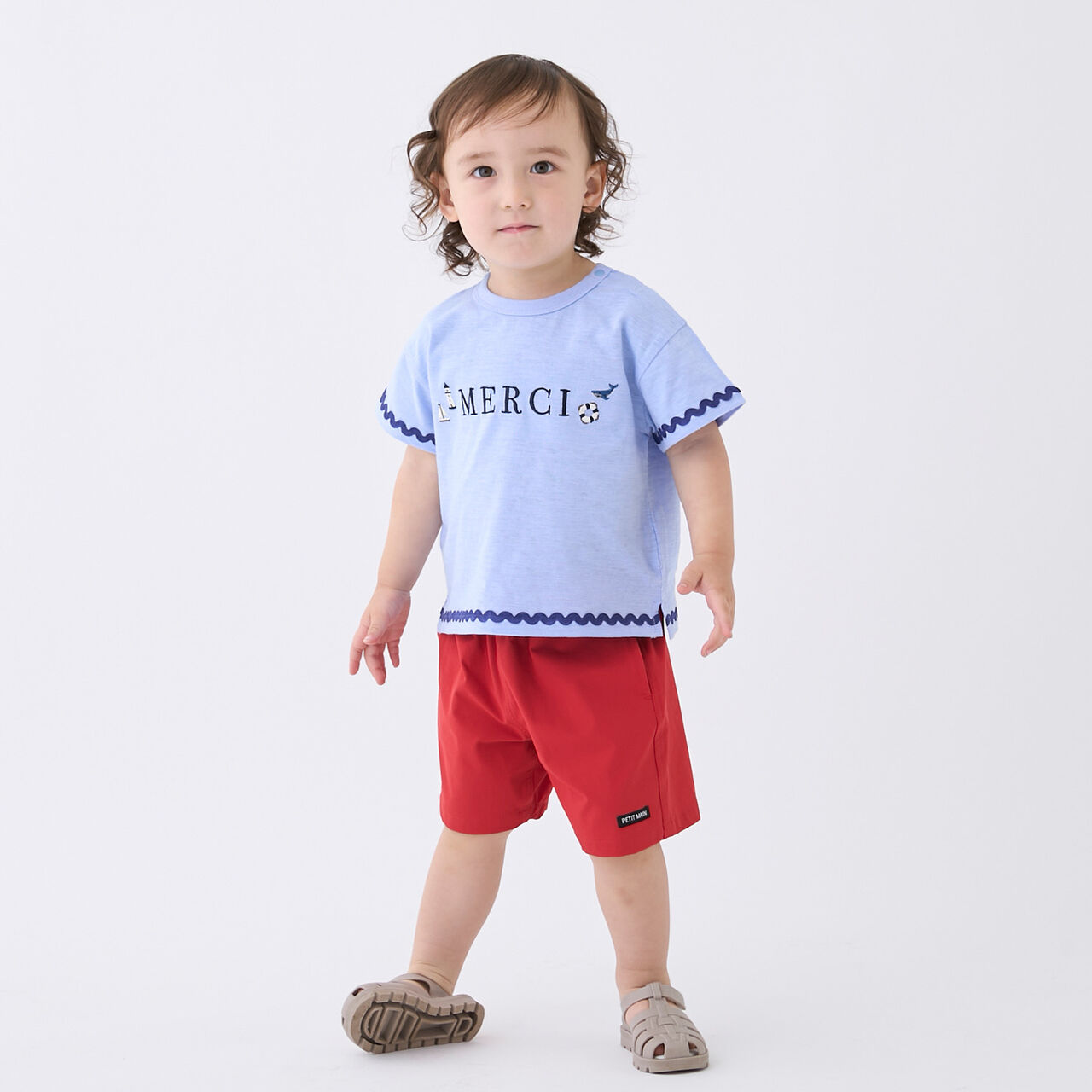 [Cool Touch] Marine Embroidered Sleeve Line T-Shirt,Light khaki, large image number 4