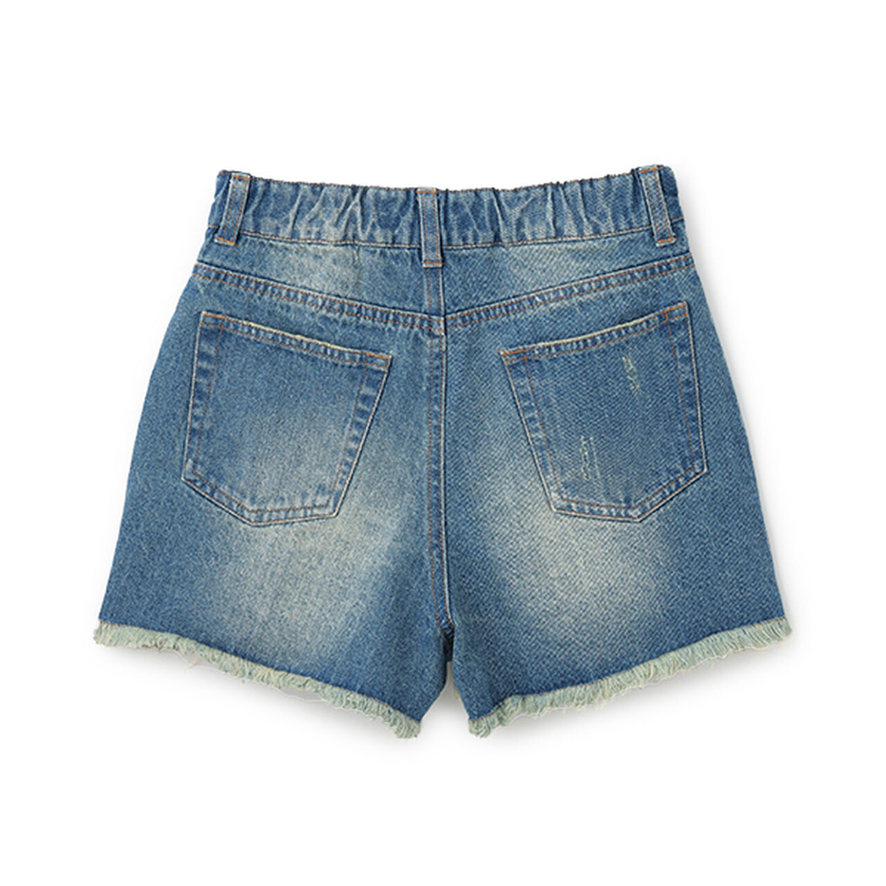 Side Lace Distressed Shorts,Blue, large image number 1