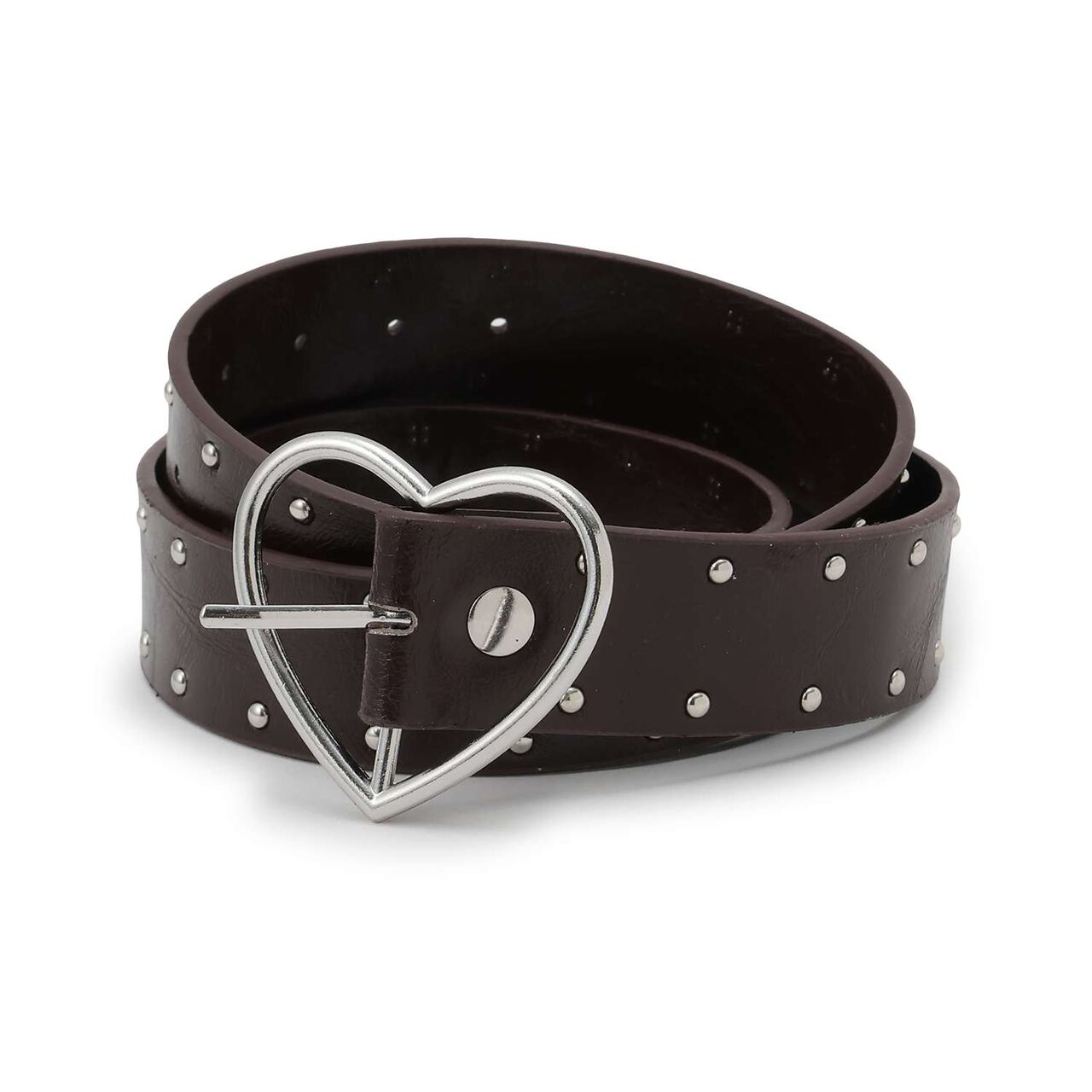 [LTXC] Heart Buckle Studded Belt,Brown, large image number 0
