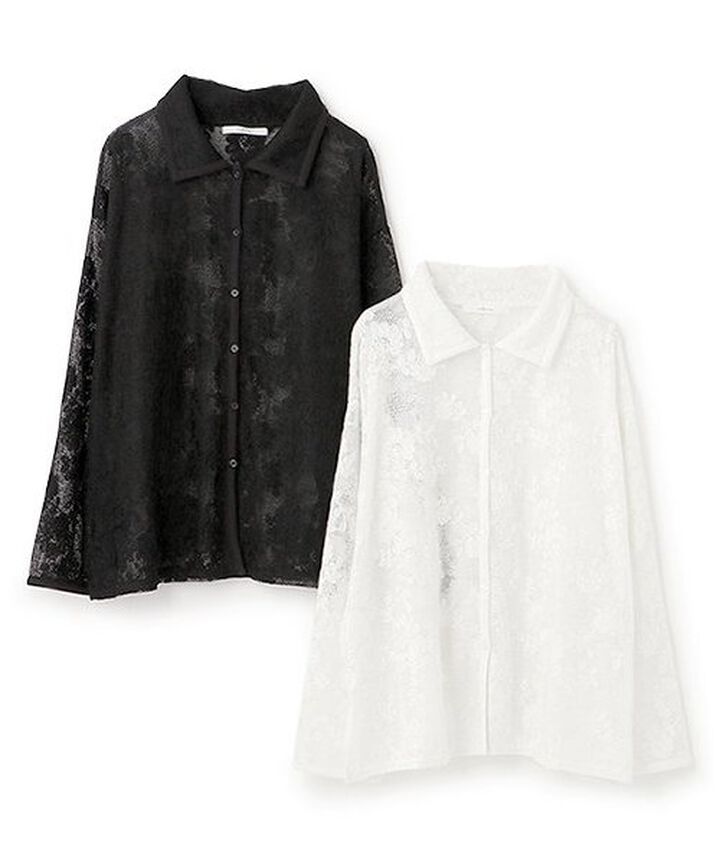 Lace Shirt Jacket,Black, medium image number 9