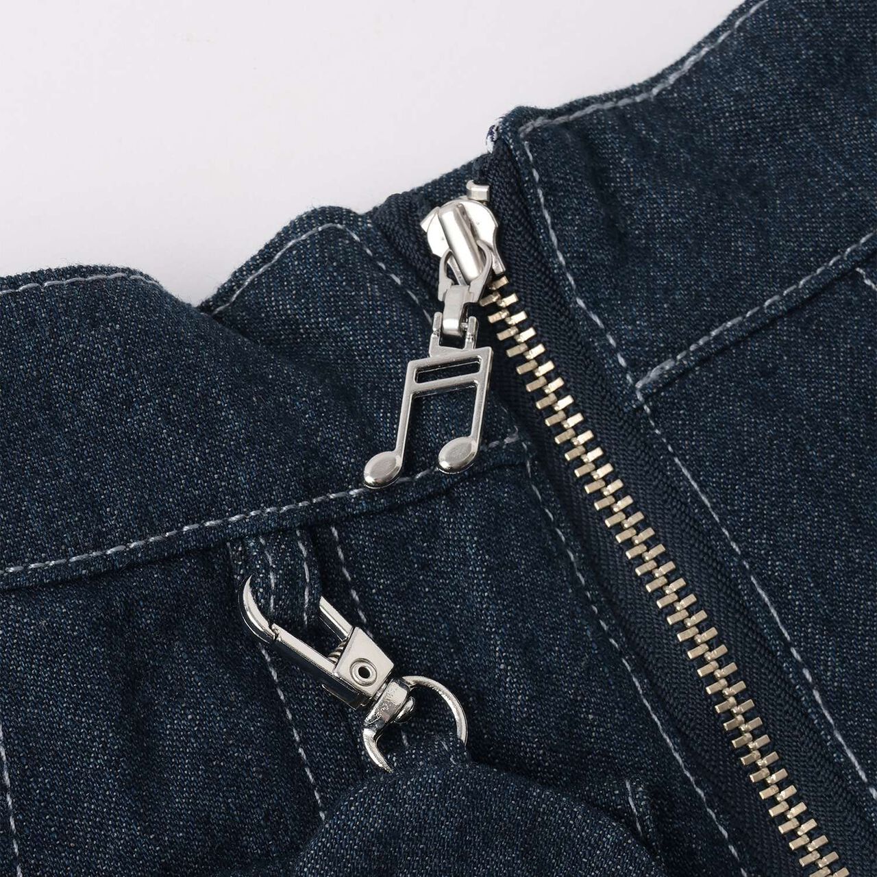 [Restock of Popular Item] Detachable Pocket Skirt with Zipper Front,Sax blue, large image number 3