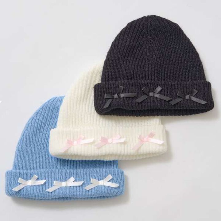Ribbon Flower Assortment Knit Cap,Sax blue, medium image number 11