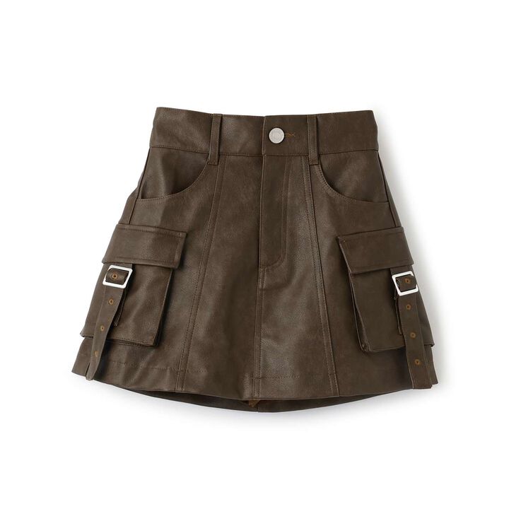 [LTXC] Faux Leather Cargo Mini Skirt,Black, medium image number 3