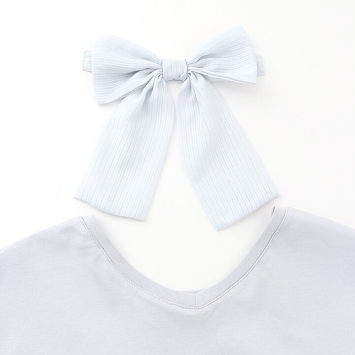 Flare Sleeve Back Ribbon Short Sleeve T-Shirt,Sax blue, medium image number 2