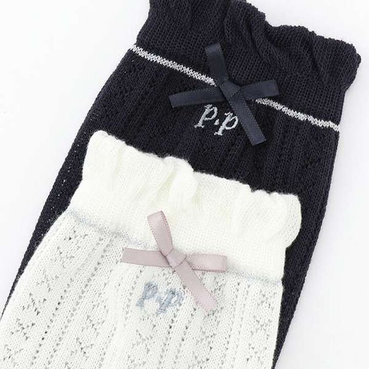 Back Ribbon Crew Socks,Navy, medium image number 2
