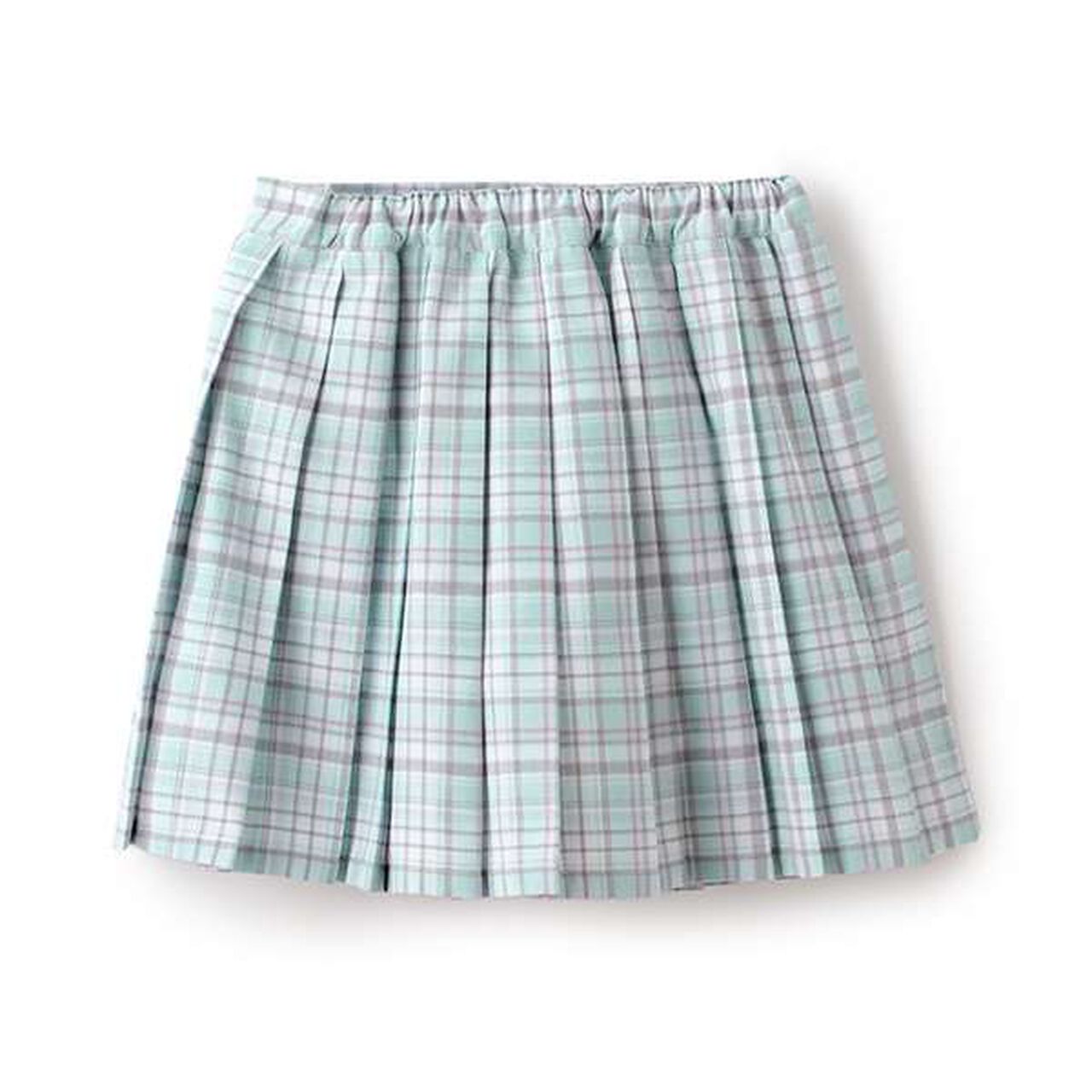 Check Pleated Skirt with Pocket,Mint, large image number 1