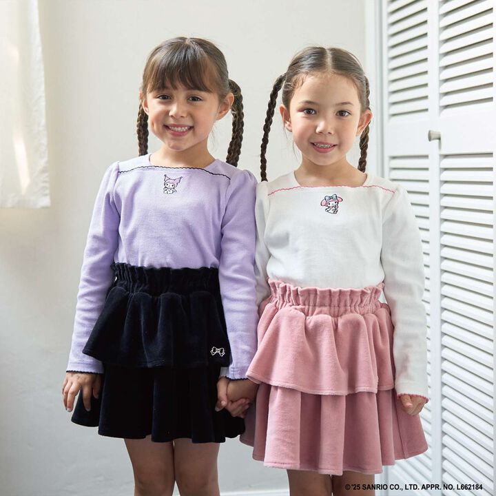 Plush Velour Coordinatable Tiered Skirt,Black, medium image number 40