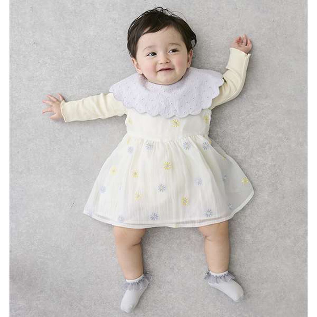 [Link] Floral Embroidery One-Piece Romper,Light pink, large image number 1