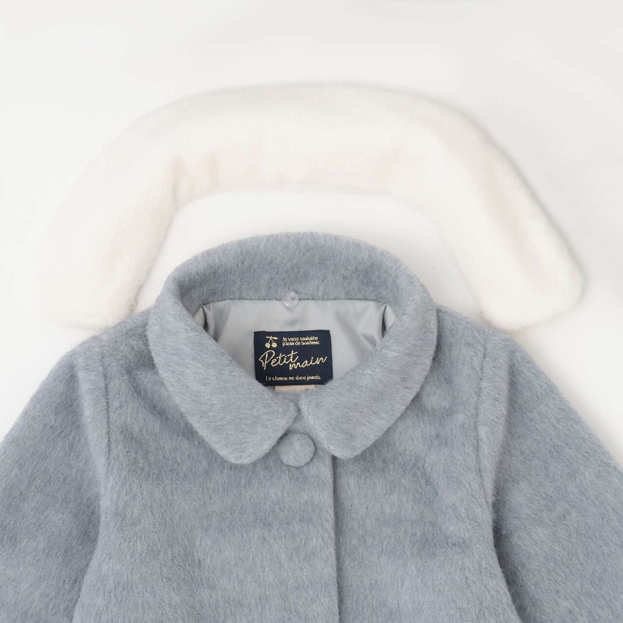 Faux Fur Collar Heart Pocket Coat,Gray, large image number 6