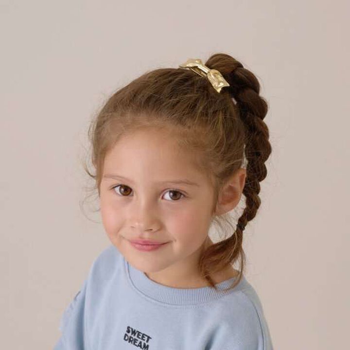 Ribbon-Shaped Hair Clip,Gold, medium image number 1