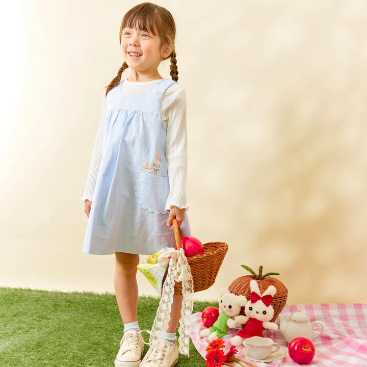 All-Over Pattern Lawn &times; Chambray Reversible Jumper Skirt,Blue, medium image number 27