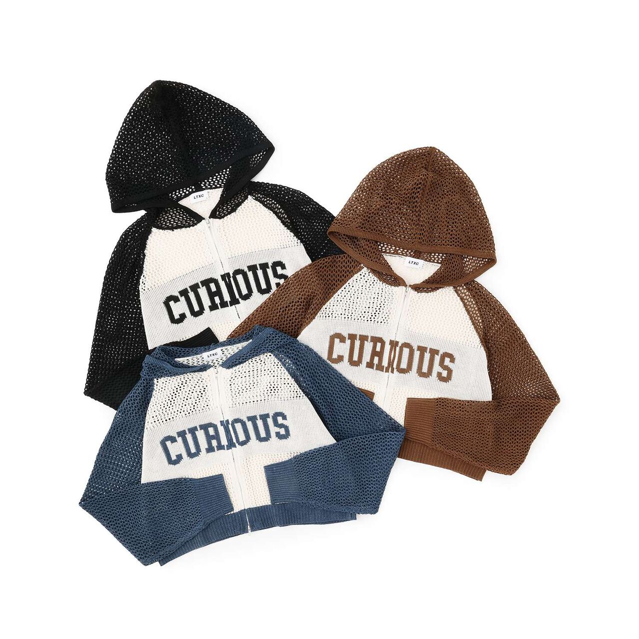 LTXC Washable Mesh Knit Zip Parka,Brown, large image number 6