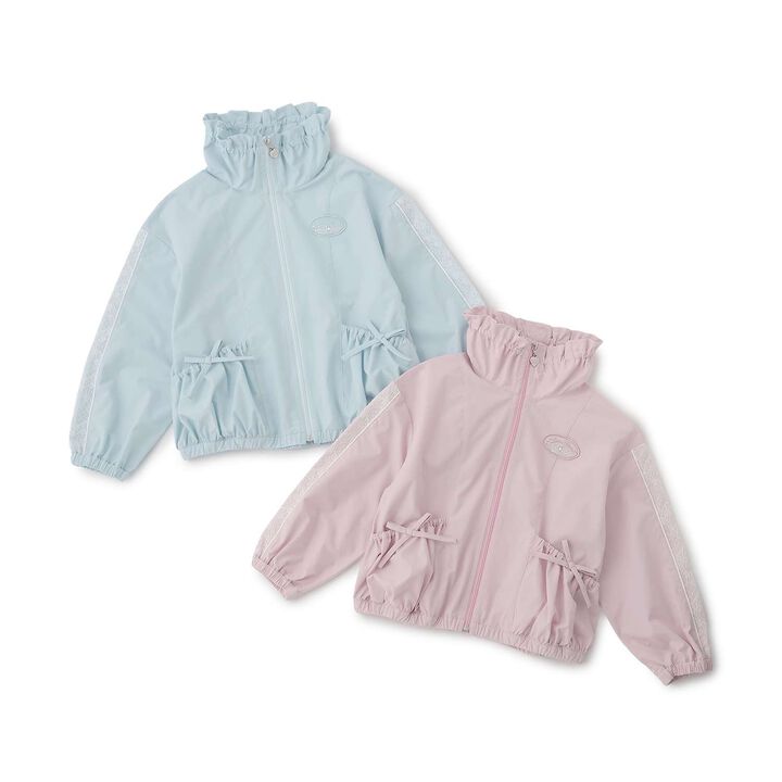 Lace Sleeve Bomber Jacket [Water-Repellent Finish],Pink, medium image number 4