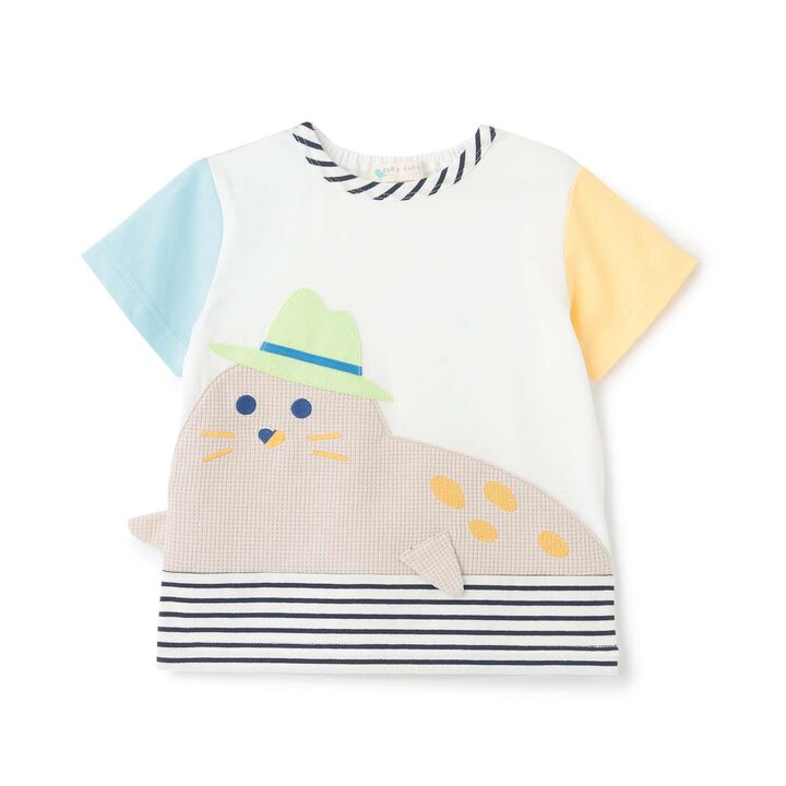 Seal Print T-Shirt,Off white, medium image number 2