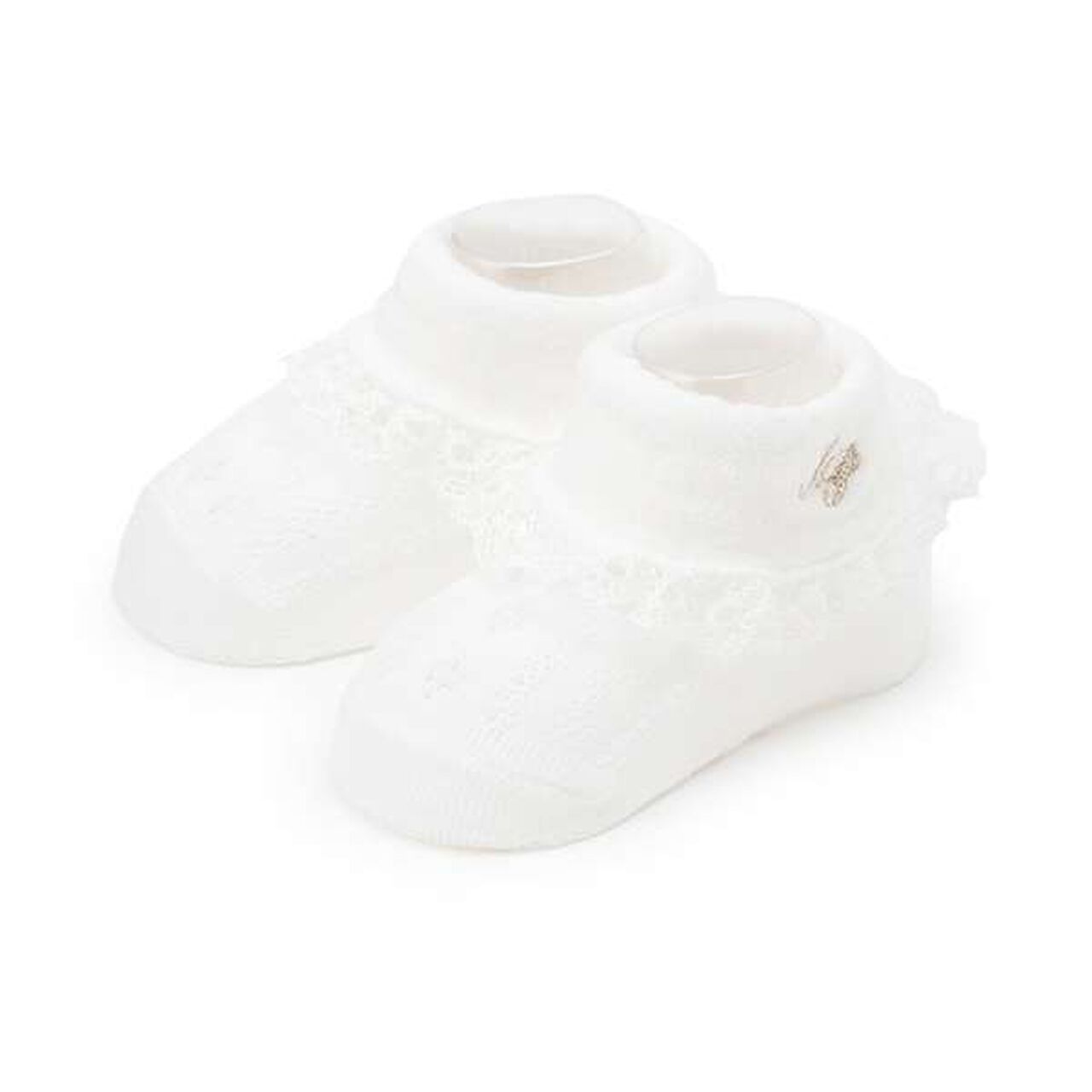 Lace Logo Embroidery Socks,Off white, large image number 0