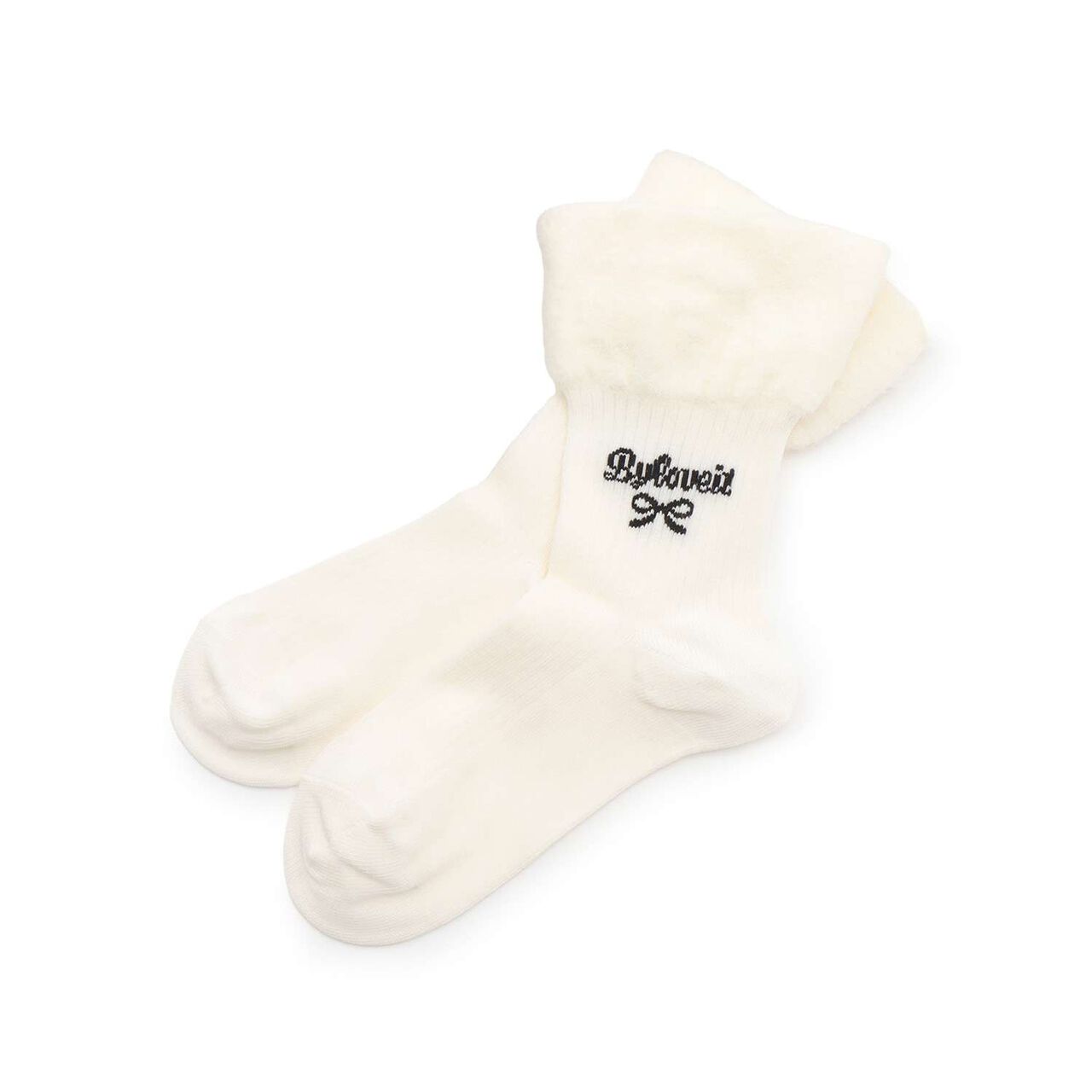 Partial Shaggy Crew Socks,Off white, large image number 0