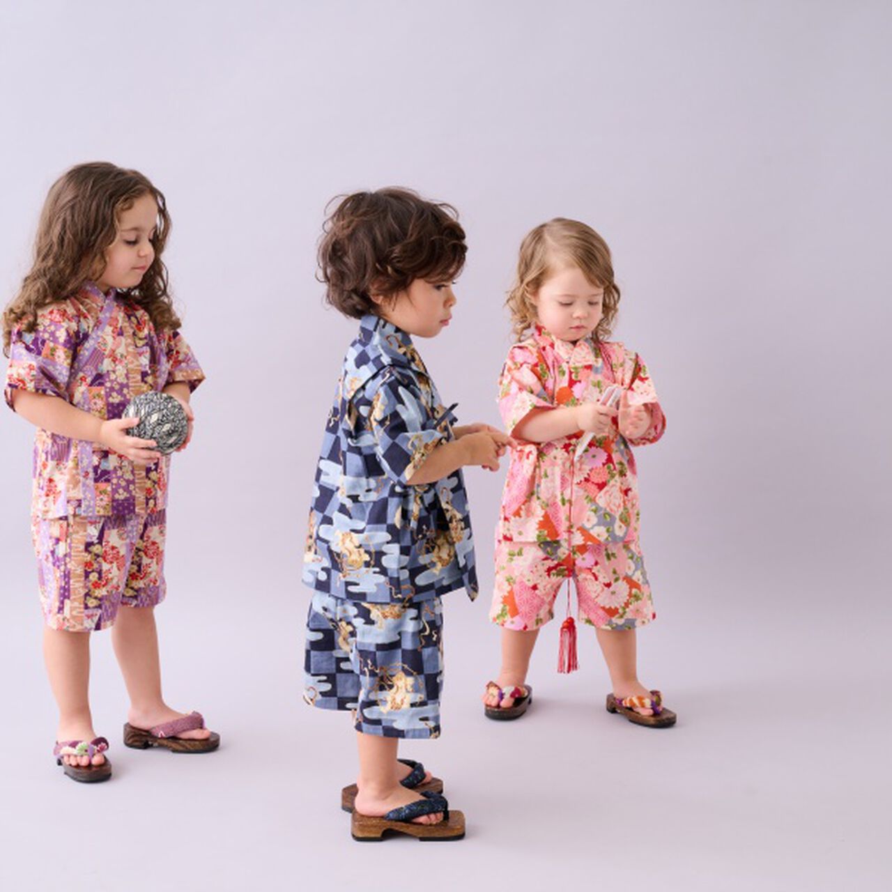 Jinbei Suit (Striped Patchwork Pattern),Purple, large image number 8