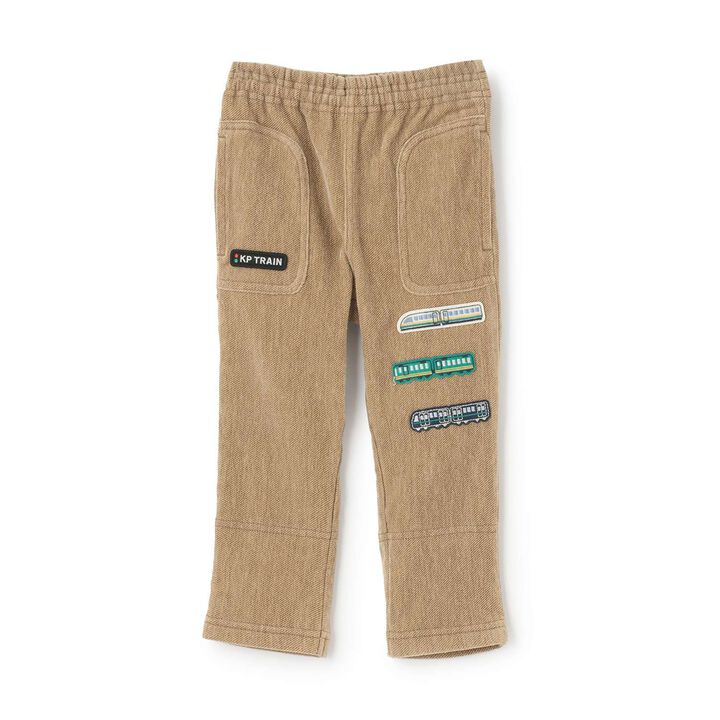 Train Patch Twill Bear Brushed Fabric Pants,, medium