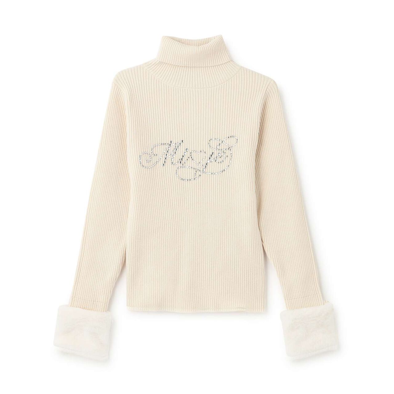 Fur Sleeve Knit Pullover,Ivory, large image number 0