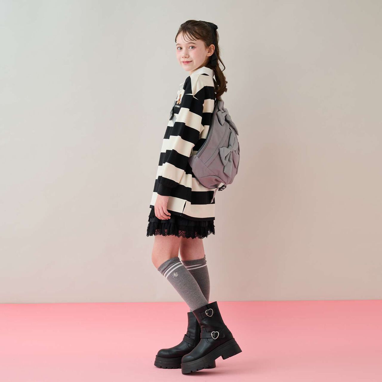 Line Knee-High Socks,Off white, large image number 13