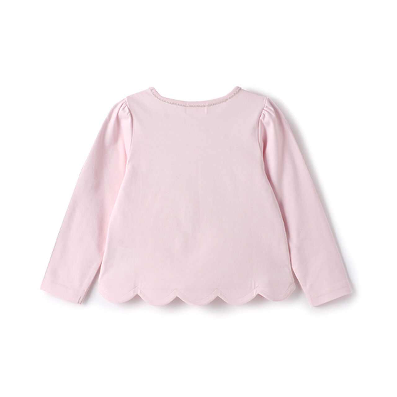 Ribbon Full Scalloped Hem Long-Sleeve T-Shirt,Sax blue, large image number 1