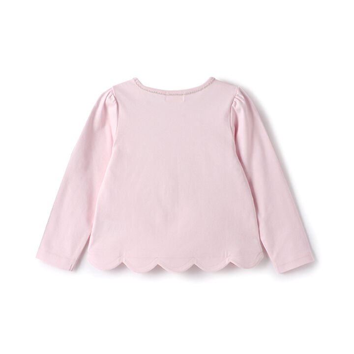 Ribbon Full Scalloped Hem Long-Sleeve T-Shirt,Sax blue, medium image number 1