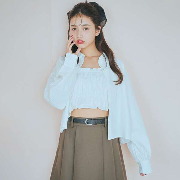 Long-Sleeve Shirt with Bustier,Black, medium image number 13