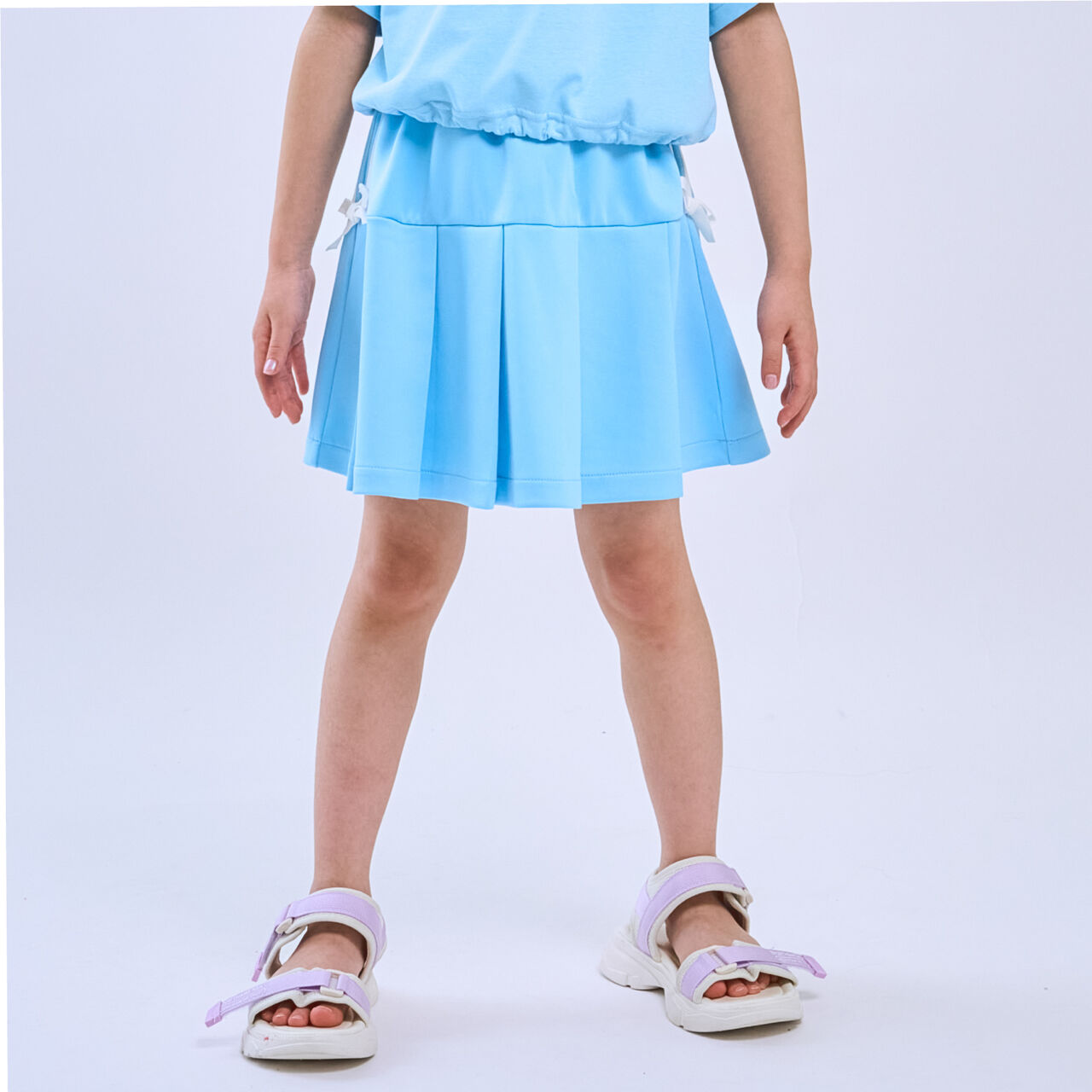[Cool Touch] Ribbon Line Tuck Skirt with Inner Shorts,Turquoise, large image number 0