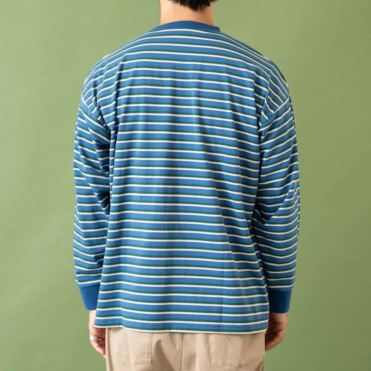 [Matching with Dad Outfit] Assorted Stripe Wide Long Sleeve T-Shirt,Black, large image number 5