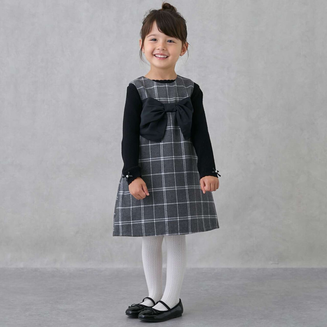 Parent-Child Matching Ribbon Jumper Skirt,Gray, large image number 4