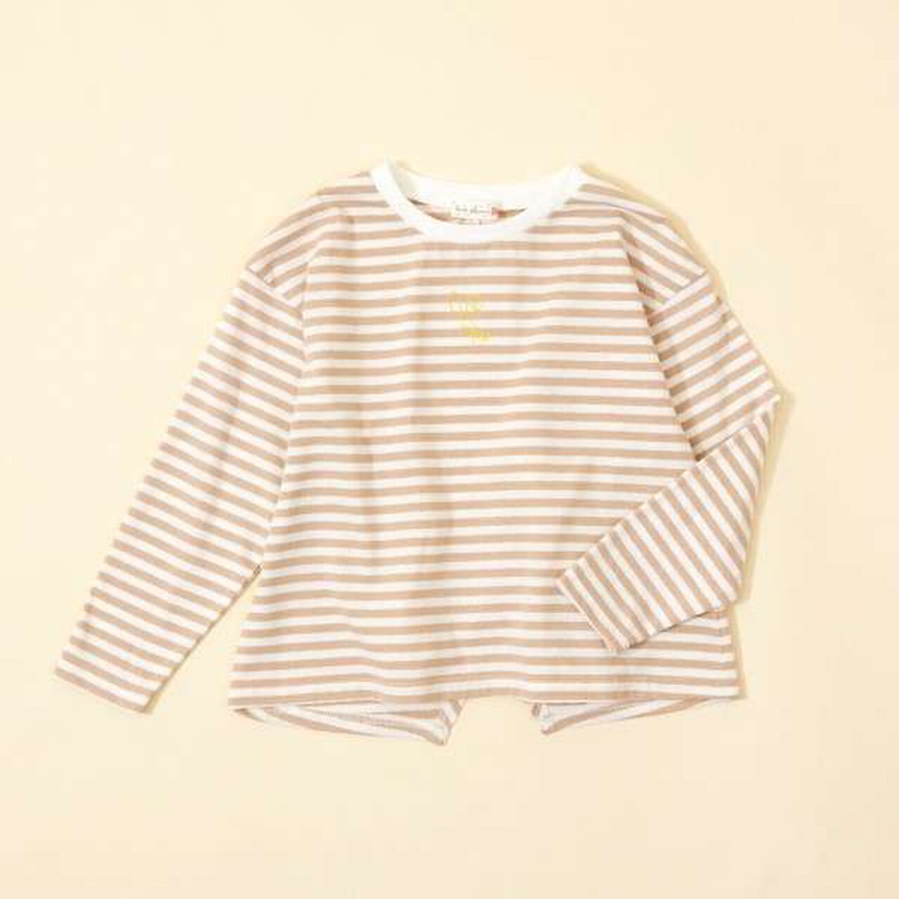 KP Coucou Long-Sleeve Stripe Pattern T-Shirt with Single-Point Embroidery [80-140],Beige, large image number 2