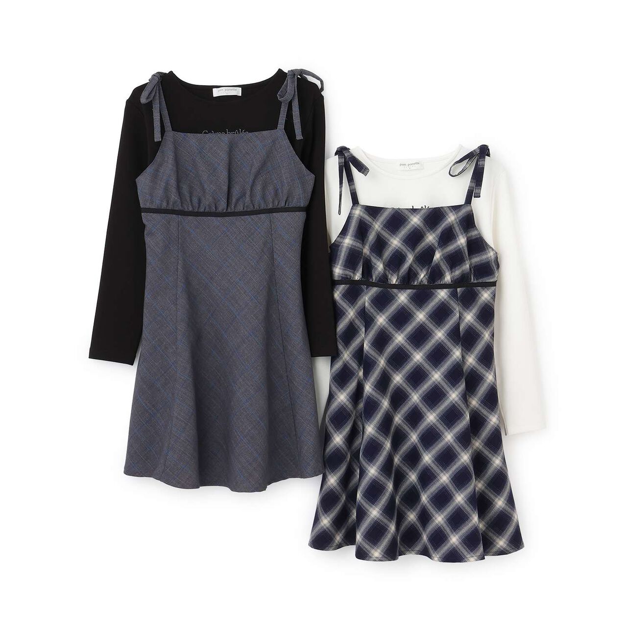 Checkered Camisole Dress Inner Set,Navy, large image number 14
