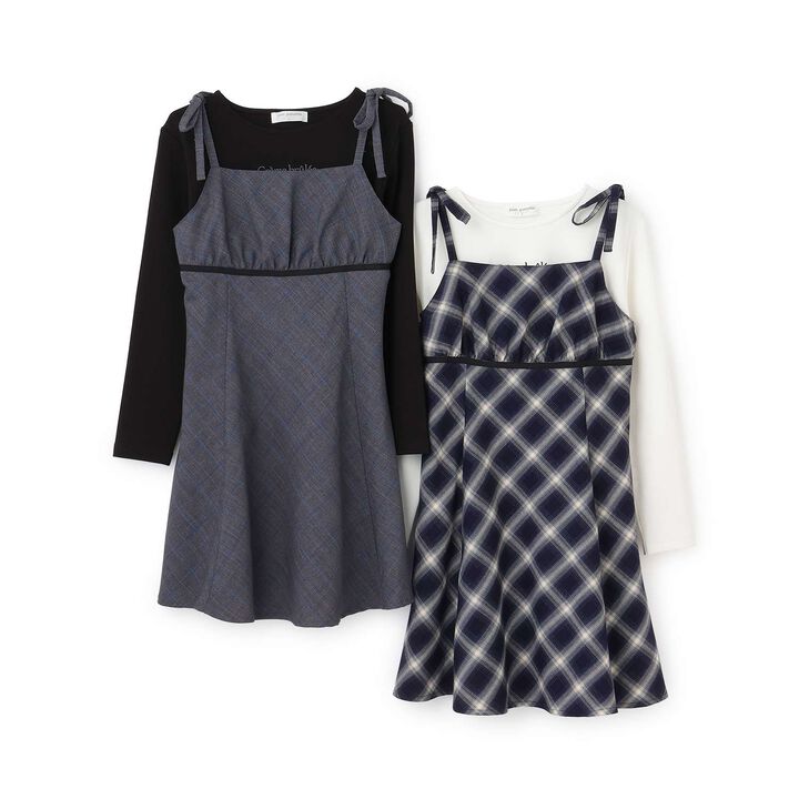 Checkered Camisole Dress Inner Set,Navy, medium image number 14